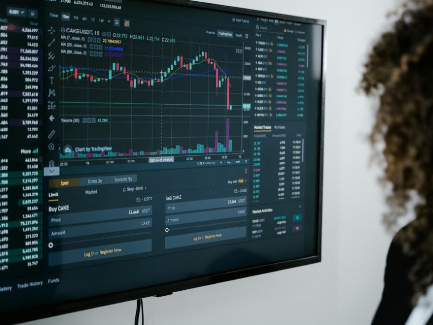 Computer monitor displaying data analytics
