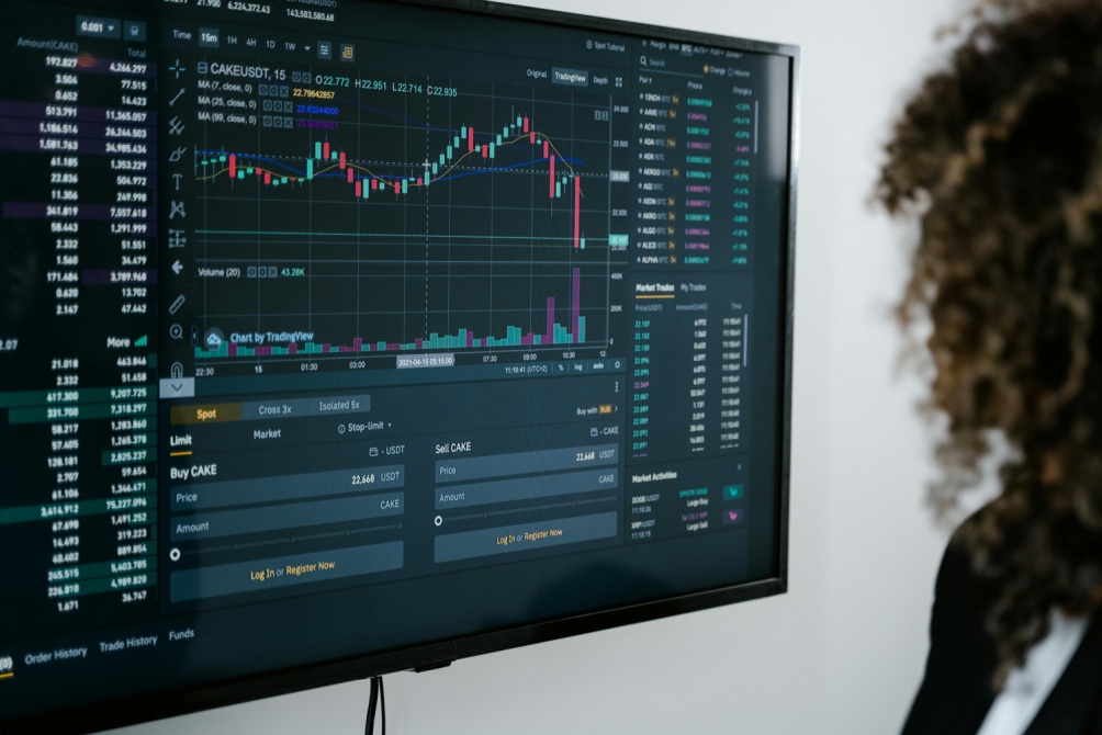 invest in RWAs using blockchain screen Computer monitor displaying data analytics